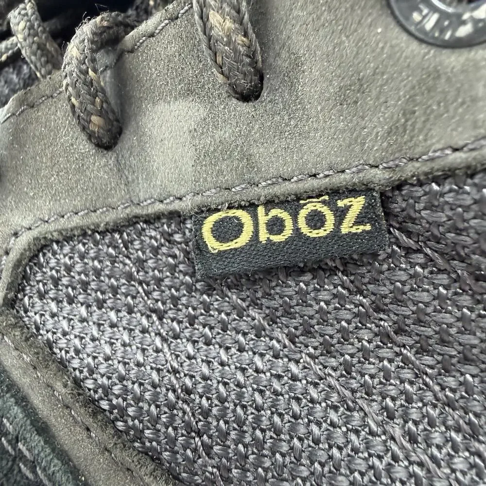 Oboz Arete Low Hiking Shoes Men’s 9.5 Black Suede Mesh Trail Sneakers